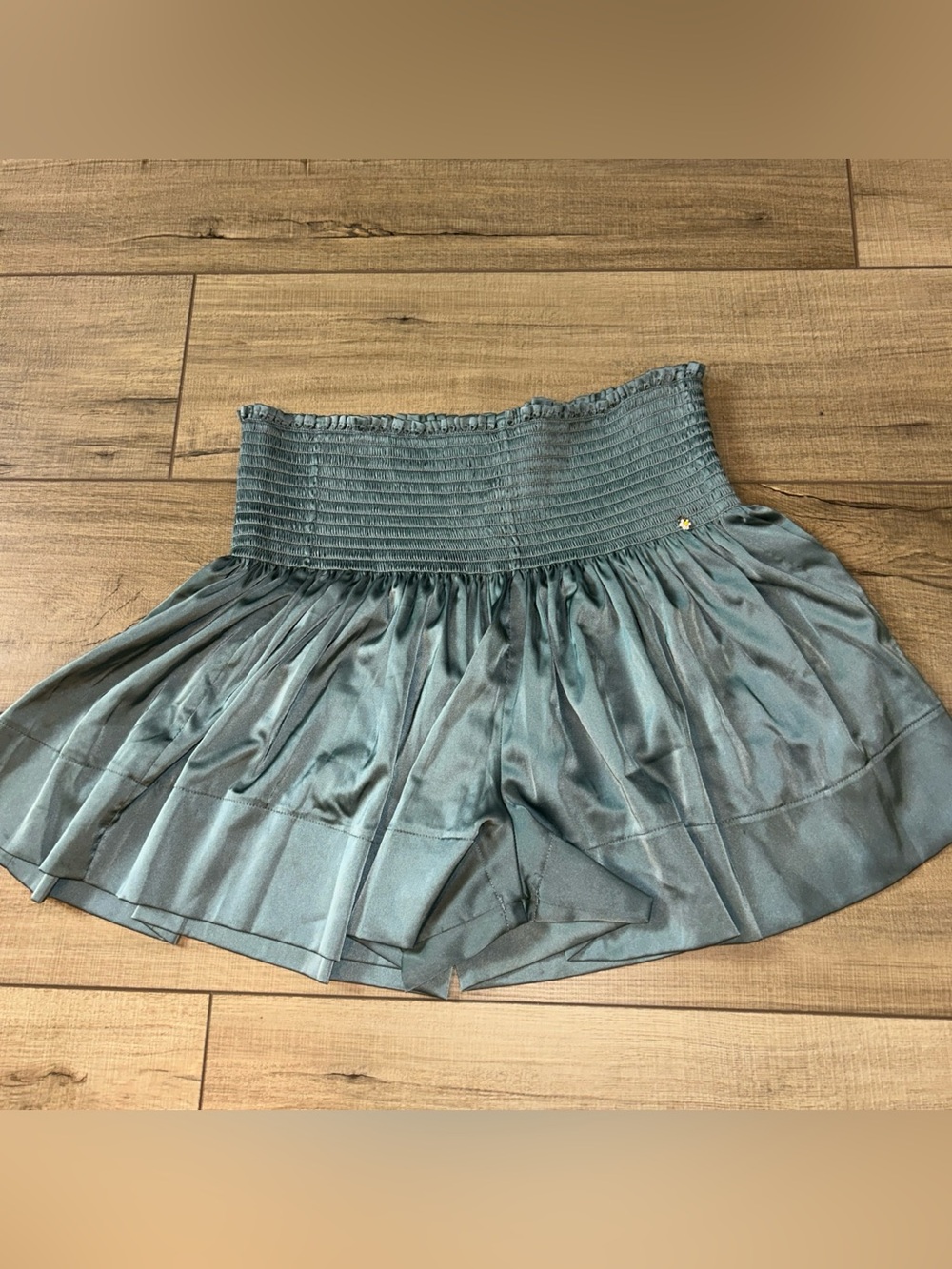 Natural Life Silky Skort Mauve Green Smocked Coquette Festival Fairy Flirty XL